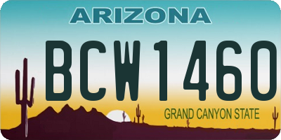 AZ license plate BCW1460