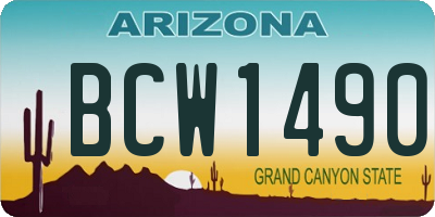 AZ license plate BCW1490