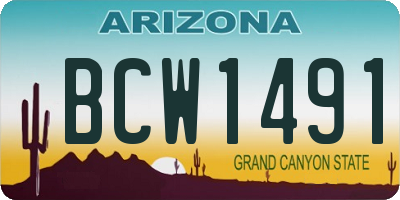 AZ license plate BCW1491