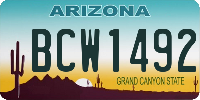 AZ license plate BCW1492