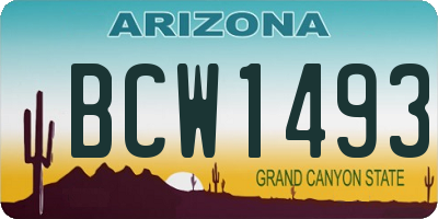 AZ license plate BCW1493