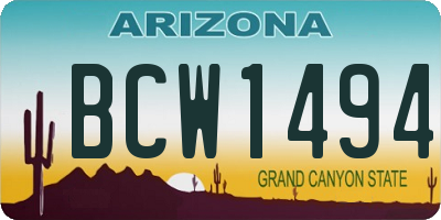 AZ license plate BCW1494