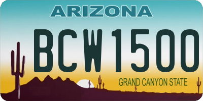 AZ license plate BCW1500