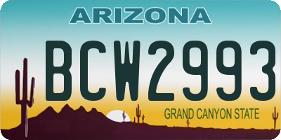 AZ license plate BCW2993