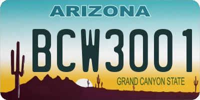 AZ license plate BCW3001