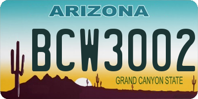 AZ license plate BCW3002