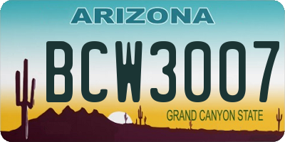 AZ license plate BCW3007