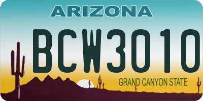 AZ license plate BCW3010