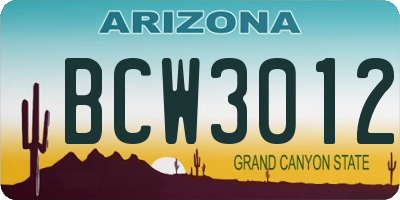 AZ license plate BCW3012