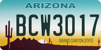 AZ license plate BCW3017