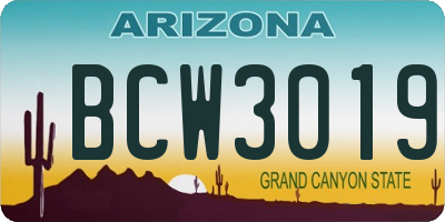 AZ license plate BCW3019