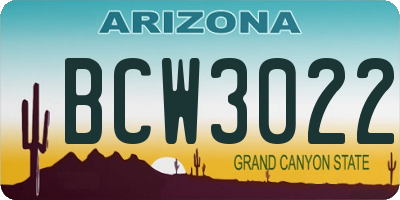 AZ license plate BCW3022