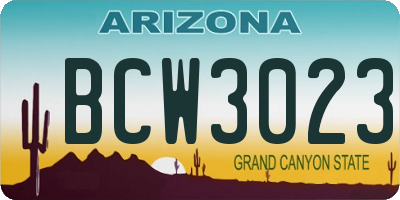 AZ license plate BCW3023