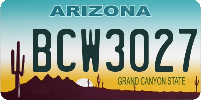 AZ license plate BCW3027