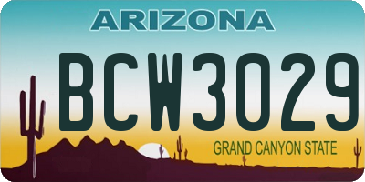 AZ license plate BCW3029