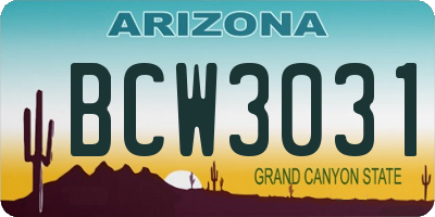 AZ license plate BCW3031