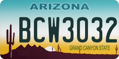 AZ license plate BCW3032