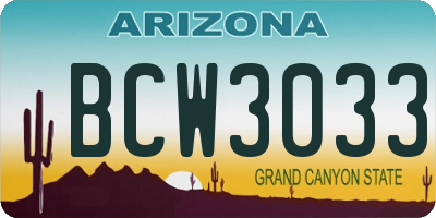 AZ license plate BCW3033