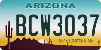 AZ license plate BCW3037