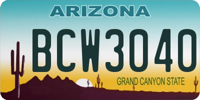 AZ license plate BCW3040