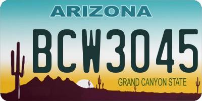 AZ license plate BCW3045