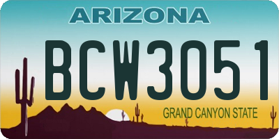 AZ license plate BCW3051