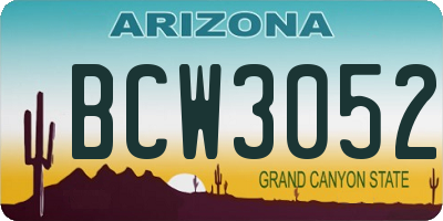 AZ license plate BCW3052