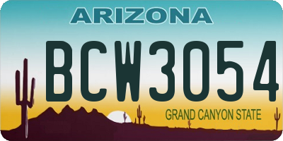 AZ license plate BCW3054