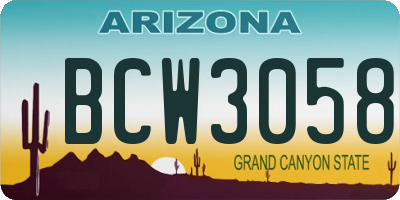 AZ license plate BCW3058