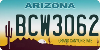 AZ license plate BCW3062