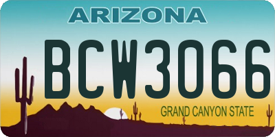 AZ license plate BCW3066