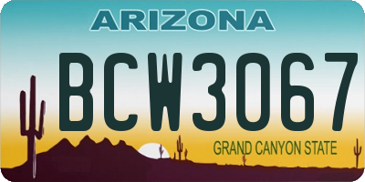 AZ license plate BCW3067