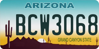 AZ license plate BCW3068