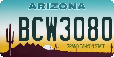 AZ license plate BCW3080