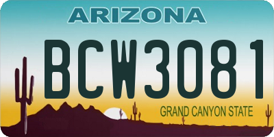 AZ license plate BCW3081