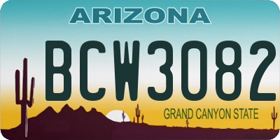 AZ license plate BCW3082