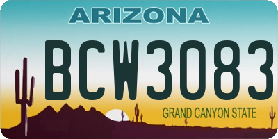 AZ license plate BCW3083