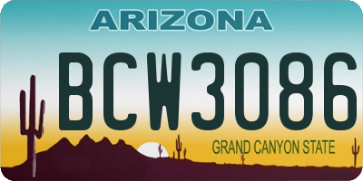 AZ license plate BCW3086