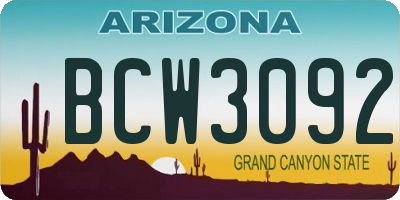 AZ license plate BCW3092