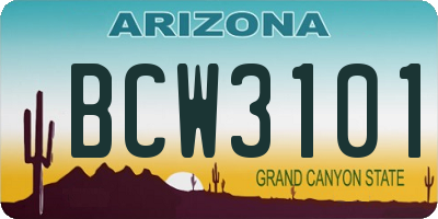 AZ license plate BCW3101