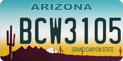 AZ license plate BCW3105