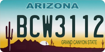 AZ license plate BCW3112