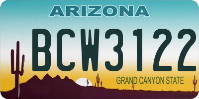 AZ license plate BCW3122