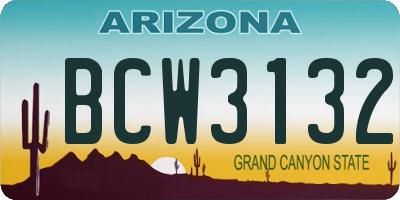 AZ license plate BCW3132