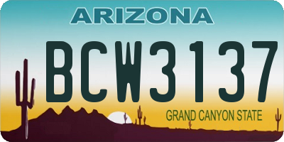 AZ license plate BCW3137