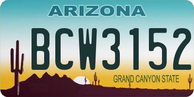 AZ license plate BCW3152