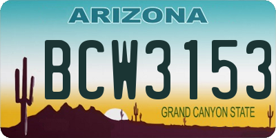 AZ license plate BCW3153