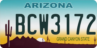 AZ license plate BCW3172