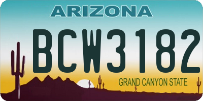 AZ license plate BCW3182