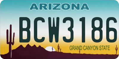 AZ license plate BCW3186